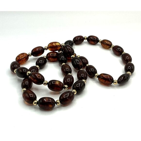 Brown Tone Resin Bead Necklace - Picture 2 of 7